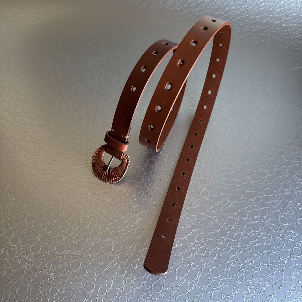 Lucky Brand Laced Buckle Leather Belt Womens Tan Brown Western Boho - Sz Large L